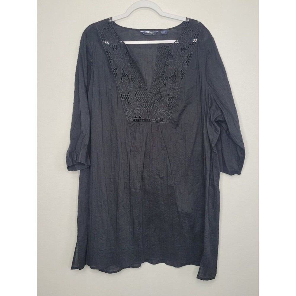 Lands'end black pull over plus size beach cover up summer size 2x plus size